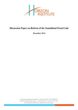 Discussion Paper on Reform of the Somaliland Penal Code