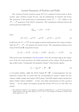 Lorentz Symmetry of Particles and Fields