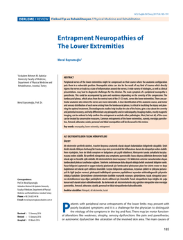 Entrapment Neuropathies of the Lower Extremities