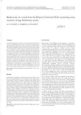 Biodiversity of a Wreck from the Belgian Continental Shelf: Monitoring Using Scientific Diving