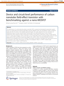 Device and Circuit-Level Performance of Carbon Nanotube Field-Effect Transistor with Benchmarking Against a Nano-MOSFET