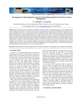 Development of Alternating Current (AC) Line Monitoring Device for Power System Management