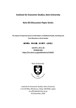 Institute for Economic Studies, Keio University Keio-IES Discussion Paper Series