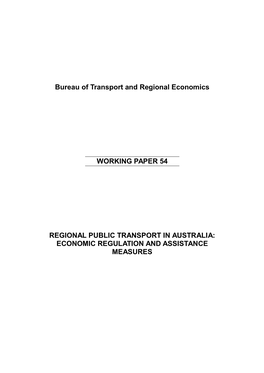 Working Paper 54 – Regional Public Transport in Australia
