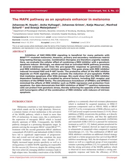 The MAPK Pathway As an Apoptosis Enhancer in Melanoma