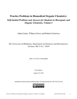 Practice Problems in Biomedical Organic Chemistry: Self-Guided Problems and Answers for Students in Bioorganic and Organic Chemistry, Volume I