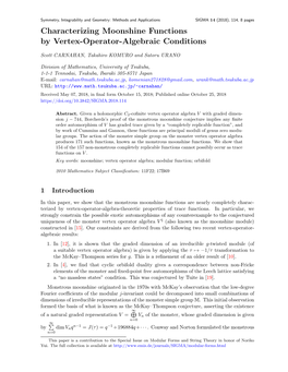 Characterizing Moonshine Functions by Vertex-Operator-Algebraic Conditions