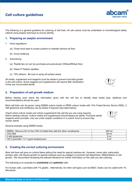 Cell Culture Guidelines