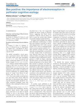 Bee Positive: the Importance of Electroreception in Pollinator Cognitive Ecology