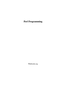 Perl Programming