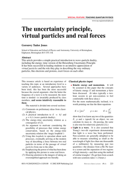 The Uncertainty Principle, Virtual Particles and Real Forces