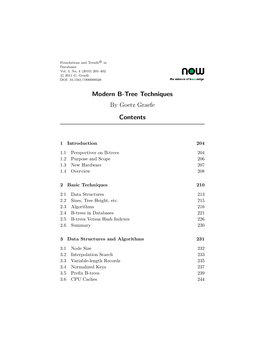Modern B-Tree Techniques Contents