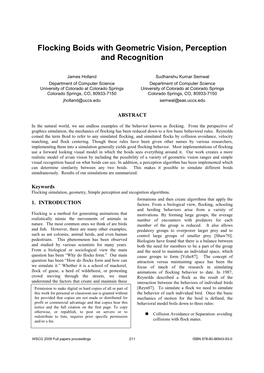 Flocking Boids with Geometric Vision, Perception and Recognition