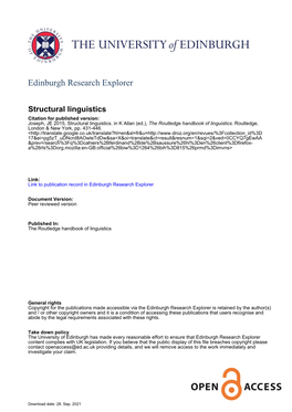 Structural Linguistics Citation for Published Version: Joseph, JE 2015, Structural Linguistics