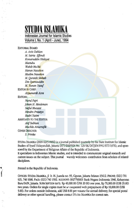 STUDJA ISWIIKA Indonesian Journal for Islamic Studies Volume I, No