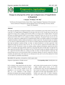 Changes in Soil Properties of Four Agro-Ecological Zones of Tangail District in Bangladesh