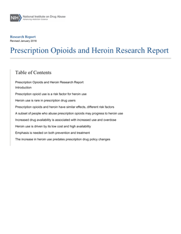 Prescription Opioids and Heroin Research Report