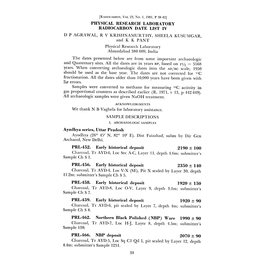 PRL-452. Early Historical Deposit PRL-456. Early Historical Deposit 2350 ± 140 PRL-458. Early Historical Deposit 1920 ± 150 PR