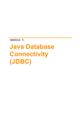 Java Database Connectivity (JDBC)