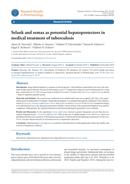 ﻿Selank and Semax As Potential Hepatoprotectors in Medical