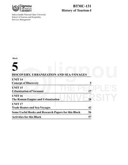 BTMC-131 History of Tourism-I Indira Gandhi National Open University School of Tourism and Hospitality Services Management