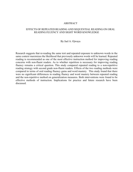 Abstract Effects of Repeated Reading and Sequential