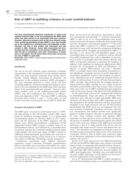 Role of MRP1 in Multidrug Resistance in Acute Myeloid Leukemia O Legrand, R Zittoun and J-P Marie