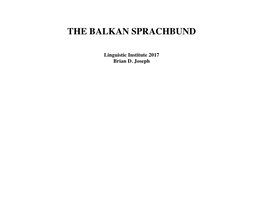 The Balkan Sprachbund