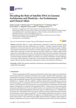 Decoding the Role of Satellite DNA in Genome Architecture and Plasticity—An Evolutionary and Clinical Aﬀair