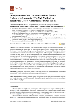 Method to Selectively Detect Aflatoxigenic Fungi in Soil