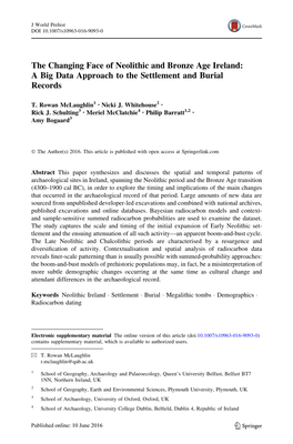 The Changing Face of Neolithic and Bronze Age Ireland: a Big Data Approach to the Settlement and Burial Records