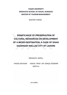 A Case of Shahi Guzargah Walled City of Lahore