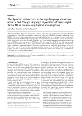 The Dynamic Interactions in Foreign Language Classroom Anxiety and Foreign Language Enjoyment of Pupils Aged 12 to 18