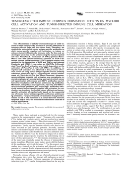 Effects on Myeloid Cell Activation and Tumor