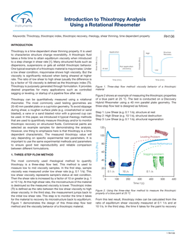 Introduction to Thixotropy Analysis Using a Rotational Rheometer