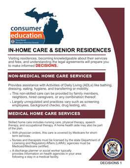 In-Home Care & Senior Residences Handout