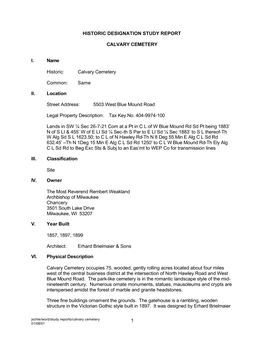 Historic Designation Study Report