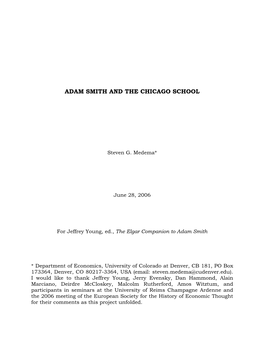 Adam Smith and the Chicago School