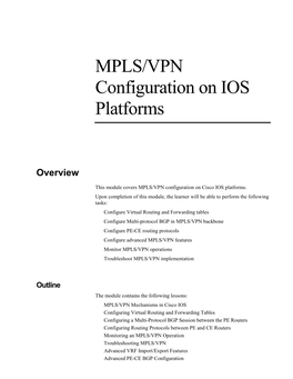 MPLS/VPN Configuration on IOS Platforms