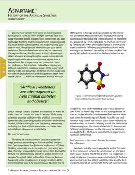 Aspartame: History of the Artificial Sweetner Manali Sawant