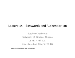 Passwords and Authentication