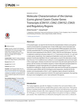 CSN1S1, CSN2, CSN1S2, CSN3) and Regulatory Regions