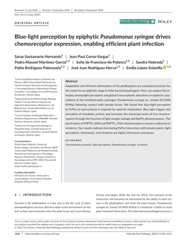 Blue‐Light Perception by Epiphytic Pseudomonas Syringae Drives