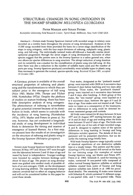 Structural Changes in Song Ontogeny in the Swamp Sparrow Melospiza Georgiana