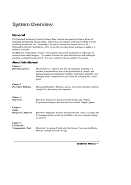 Systems Manual 1I Overview