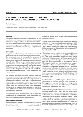 A Review of Biodiversity Studies of Soil Dwelling Organisms in Indian Mangroves