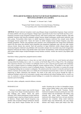 Pengaruh Material Bangunan Rumah Tradisional Dalam Menanggapi Bencana Gempa