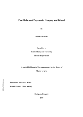 Post-Holocaust Pogroms in Hungary and in Poland