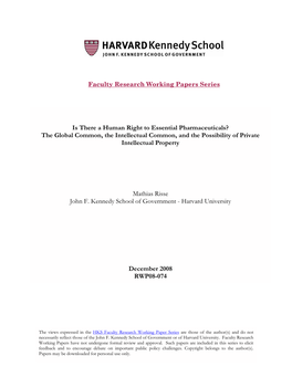 Is There a Human Right to Essential Pharmaceuticals? the Global Common, the Intellectual Common, and the Possibility of Private Intellectual Property