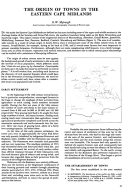 The Origin of Towns in the Eastern Cape Midlands